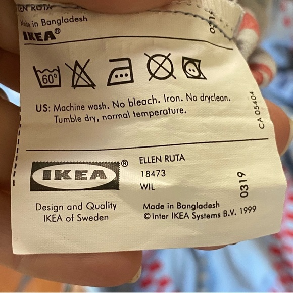 IKEA Ellen Ruta Queen Duvet Quilt Cover with Pillowcase Blue Geometric 83 X 81 - Picture 3 of 5